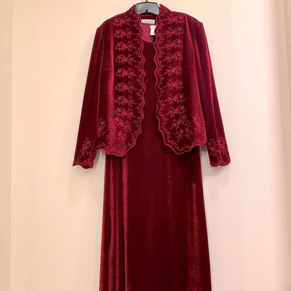 Coldwater Creek Burgundy/Red Maxi Dress with Jacket